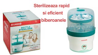 Sterilizatorul electric pentru 6 biberoane Mamimo BS1001, sterilizeaza tetinele si pompa de san