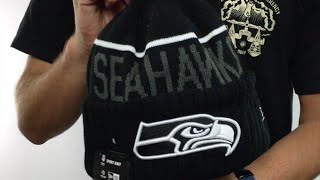 Seahawks '2015 STADIUM' Black-White Knit Beanie Hat by New Era
