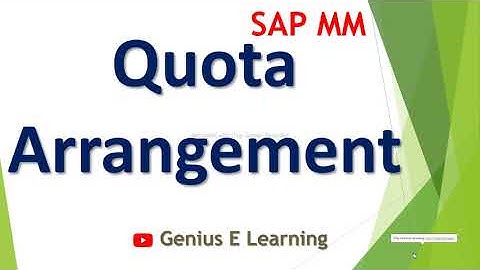 SAP MM Topic-8 Quota Arrangement in SAP