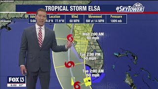 Tropical Storm Elsa Sunday Evening Update