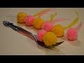 Мини - помпон на вилке. How to make a mini pom poms with a fork.