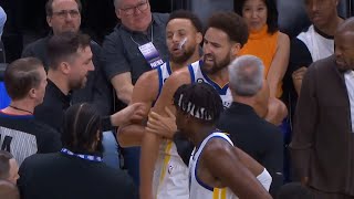 Klay Thompson ejected for getting chippy with Devin Booker then has words for Suns bench