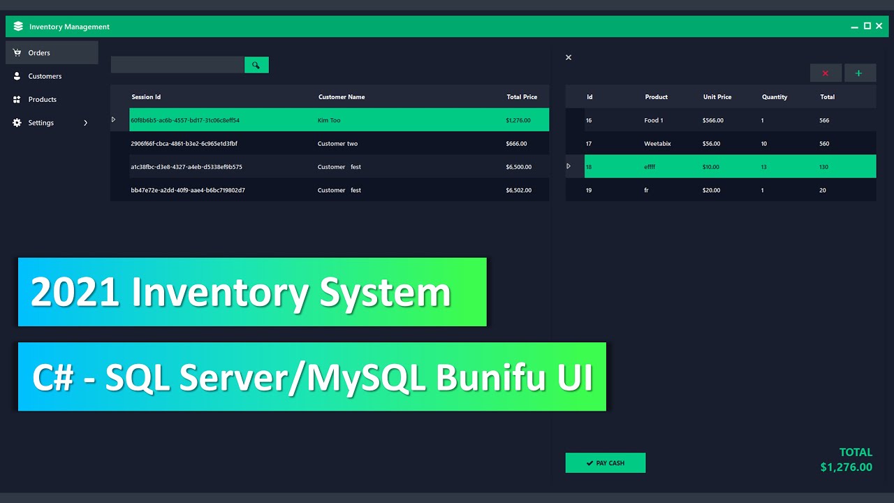 ตัวอย่าง source code  2022 Update  Preview  - C# full project (Inventory Management System) with source code - Bunifu UI