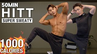 (역대급 땀범벅 주의💦) 하루 50분!! 1000 칼로리 불태우기 고강도 홈트 | BURN 1000 CALORIES - 50 MIN SUPER SWEATY HIIT WORKOUT