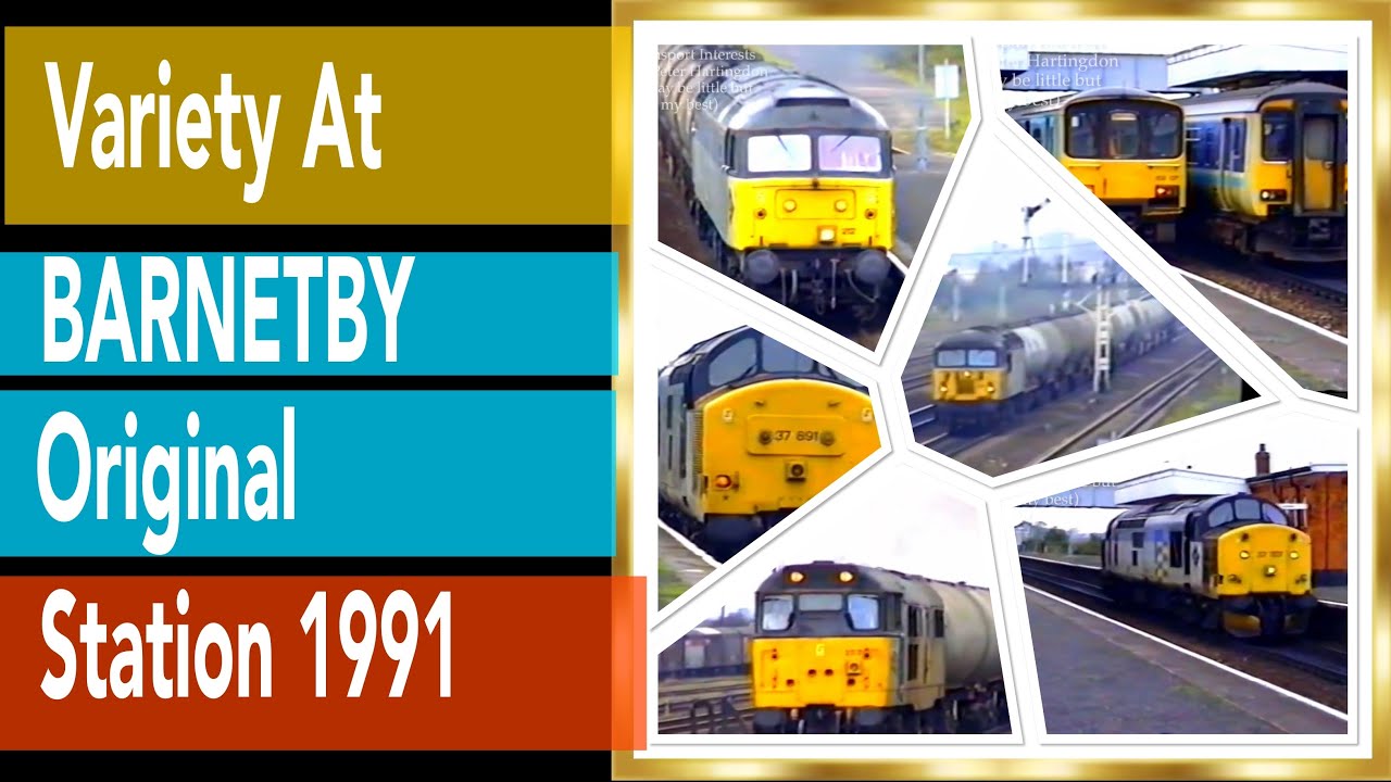 BARNETBY Station 1991 with classes 31,37,47,60,Sprinters,semaphore signals, scrap speedlink wagons