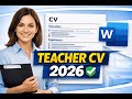 How to Create a Simple & Professional Teacher CV in MS Word 🧑🏫 | Create CV in Ms word