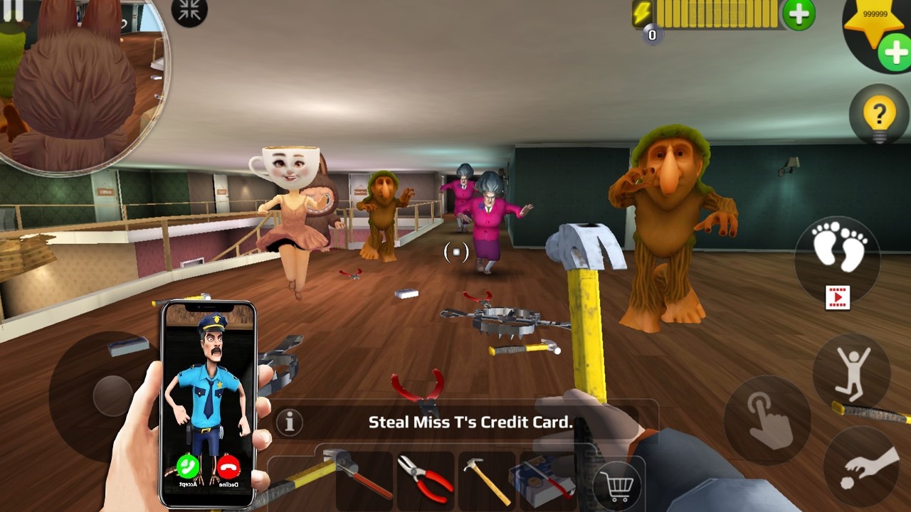 Scary Teacher 3D - троллинг мисс Т, множество лестниц и ловушек (мод-меню), геймплей, часть 5570 ...