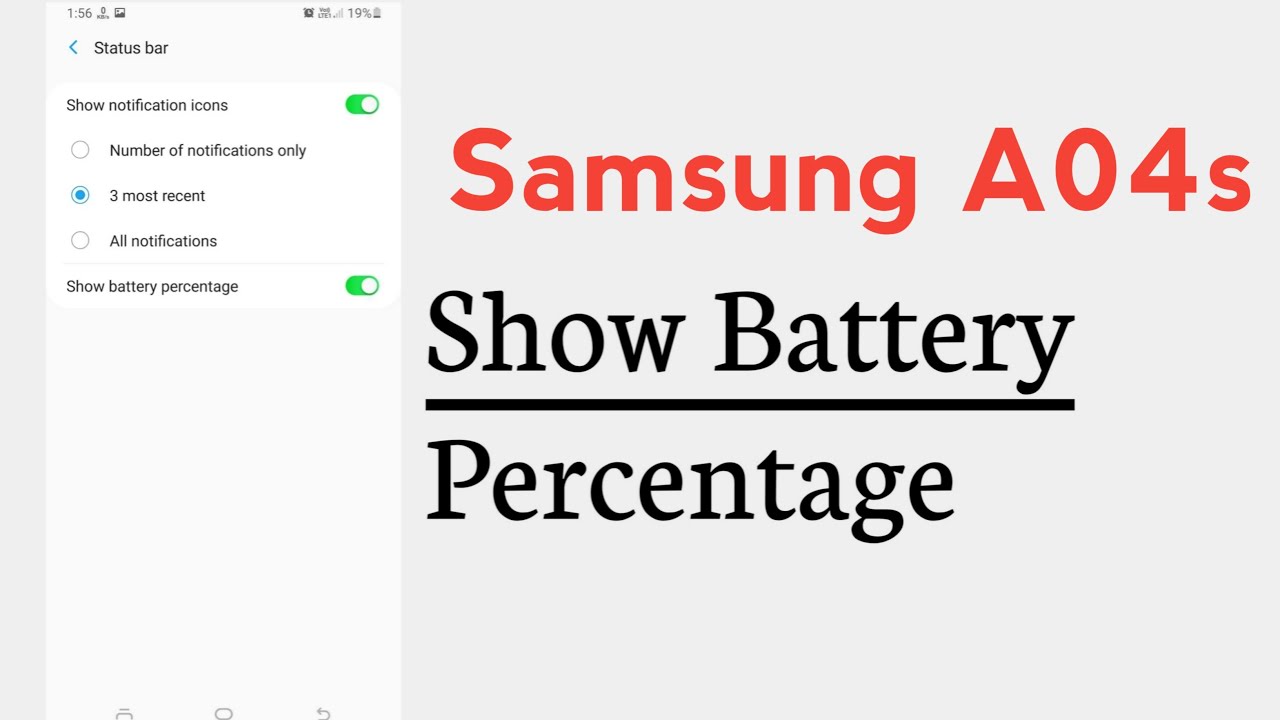 Samsung A04s How To Enable Battery Percentage YouTube