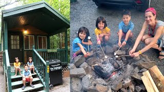 Family Camping at KOA Newburgh (Kampgrounds of America)  'Glamping' in a Delxue Cabin!