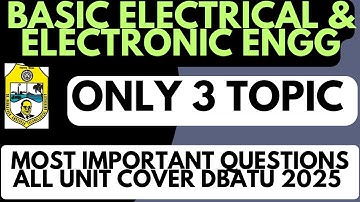 Basic Electrical & Electronic Engineering Dbatu Most Important Questions | Dbatu BEEE Questions