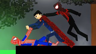 Spider-Man and Miles Morales vs Superman in People Playground