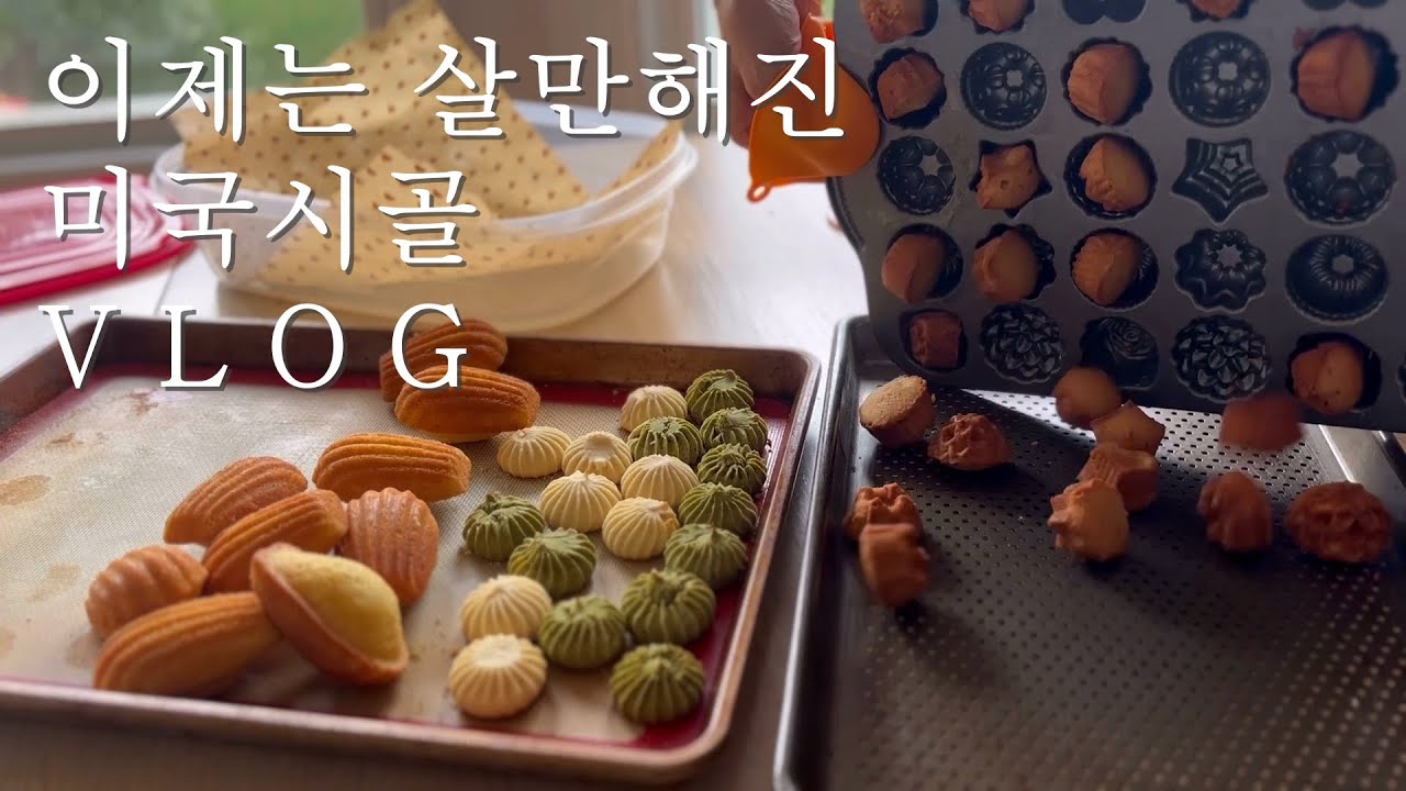 왠만한거 다 생긴 미국시골/ 그래도 집에서 만들어먹는 햄버거/ 그래놀라/두가지 피자/레몬 마들렌/상투과자/피낭시에/빵굽는 시골엄마vlog