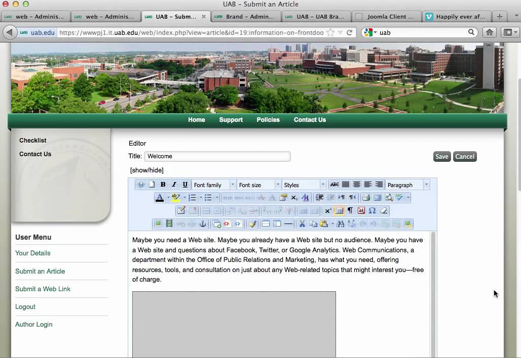 How to Insert a Vimeo Video, Front-End Joomla