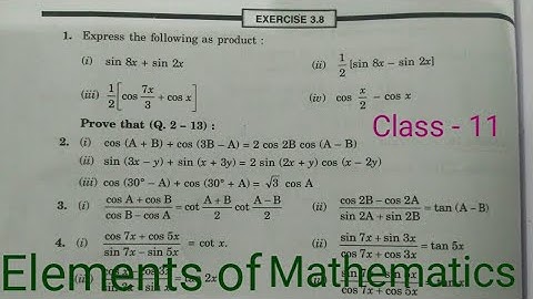 Ex-3.8 ll Class-11 ll Elements of mathematics ll Chapter-3 ll Trigonometry