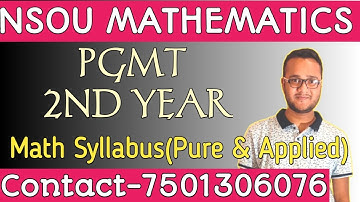 Netaji Subhash Open University PGMT 2nd Year Mathematics Syllabus/Online Live Class/Math Series