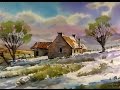 Watercolor Landscape Painting : Winter farm