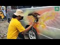 VIRAL!! Langsung Corett, Melukis Airbrush di Mobil elf travel . Request bos. (Putra Pantura)