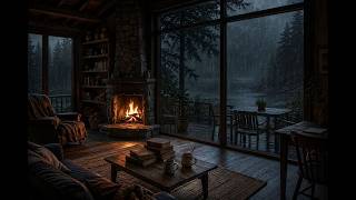 Heavy Rain Sounds in a Cozy Cabin 🌧️🔥 | Rain for Sleep, Relaxation & Study