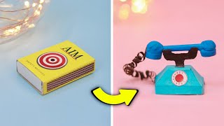 DIY Miniature Retro telephone from matchbox || How to make mini telephone with matchbox