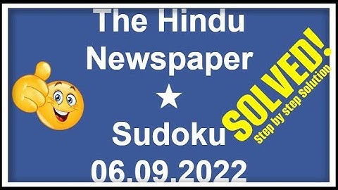 How to Solve The Hindu Newspaper 1-Star Sudoku September 06, 2022 | Step-by-Step Solution | Level ★