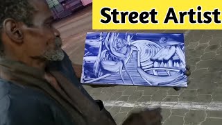 Street Artist गज़ब की drawing बनाई//Amazing drawing made by a Street Artist// facts #shorts