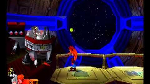 Crash Bandicoot 2: Cortex Strikes Back (PS1 / PlayStation) - N.Gin Boss Fight (4th Boss)