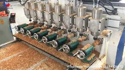 multi head cnc router engraving the wood with multi rotary axis