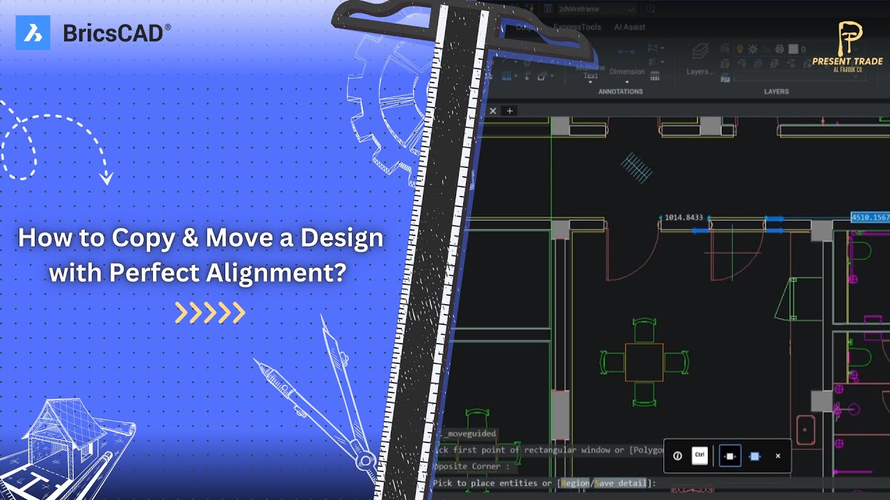 BricsCAD: 3 - How to Copy & Move a Design with Perfect Alignment ? #cad ...