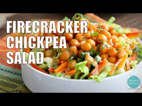 Firecracker Chickpea Salad Bowl with Peanut Dressing | VEGAN RICHA RECIPES