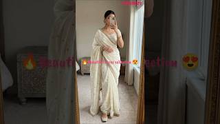 ✨ Space satin saree with sequence work and real mirror lace work 🛍️DM to Order 💌#trending #fashion