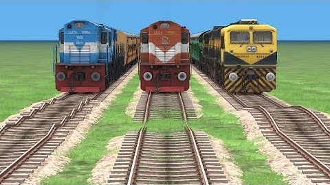 3 TRAINS RUNNING ON RISKY RAILWAY TRACKS / DIESEL EXPRESS ON Bumpy Railroad Tracks / Train Simulator