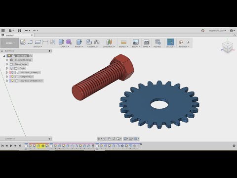 Design A BOLT AND SPUR GEAR IN 30sec - FUSION 360 tutorial