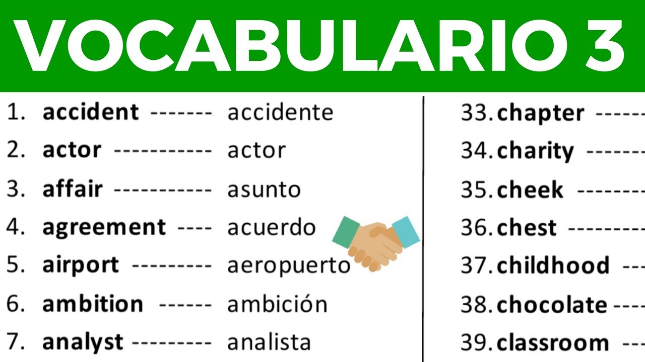 Adelante Empuje Contaminado Vocabulario en inglés con pronunciación lección 3 de 8 [200 palabras en  inglés y español] - YouTube