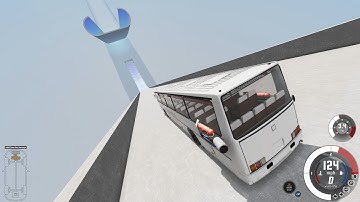 Beamng Drive Bus Jump and Crash - Bus IKARUS 250 turbo, High Speed Jump on SKI Jump Arena Map