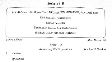 #rayalaseema university indian culture&science degree 2ndsem important public question Paper-2022