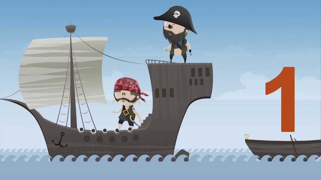 Learning numbers from 1 to 10 with pirates and their boats.