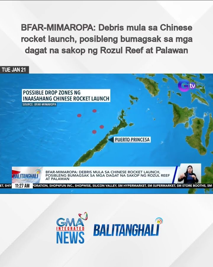 BFAR-MIMAROPA - Debris mula sa Chinese rocket launch, posibleng bumagsak... | Balitanghali