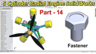 Часть 14 | Учебное пособие по 5-цилиндровому радиальному двигателю в SolidWorks (на хинди и урду)