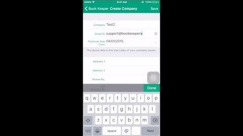 Creating Company in Book Keeper iOS
