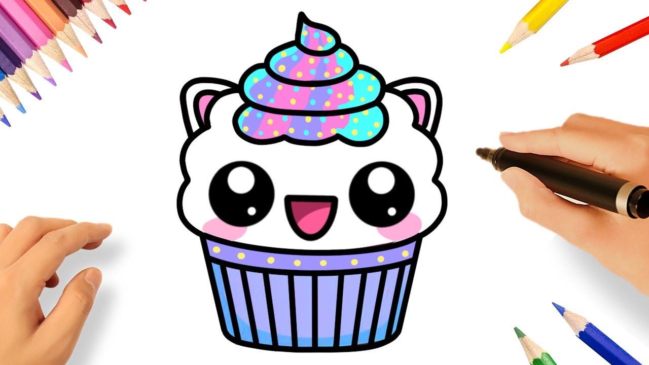 Como desenhar Cupcake fofo Kawaii ❤ Desenhos Kawaii - Desenhos