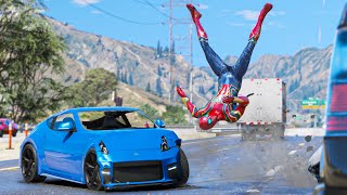 GTA 5 Iron Spiderman No Seatbelt Car Crashes - Spider-Man Ragdolls Compilation (Euphoria physics) screenshot 4