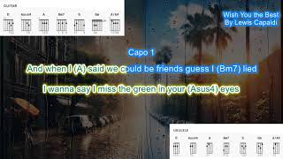 Vignette de la vidéo "Wish you The Best (capo 1) by Lewis Capaldi  play along with scrolling guitar chords and lyrics"