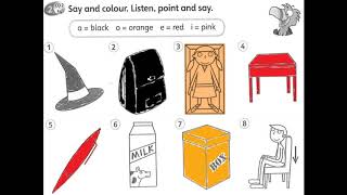Super Minds Workbook 1A page 51 (Say and colour. Listen, point and say.)