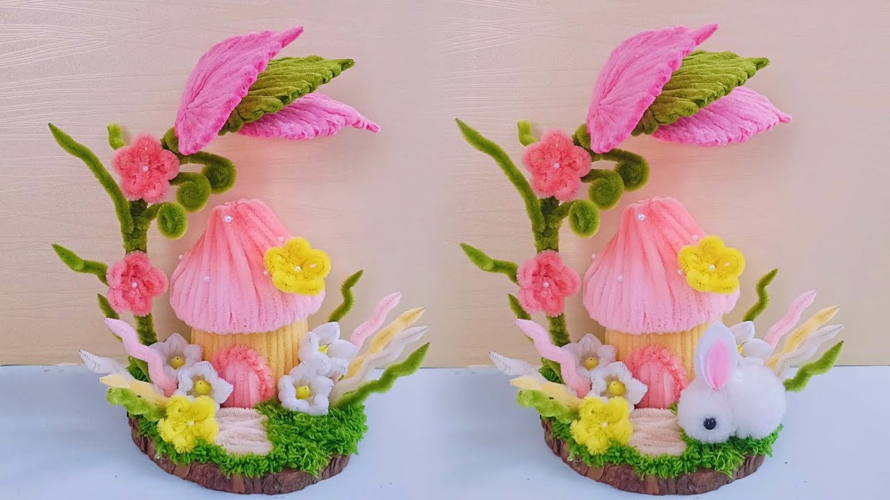 🍄 DIY Fairy Mushroom House with Chenille Stems | Miniature Pipe Cleaner Project