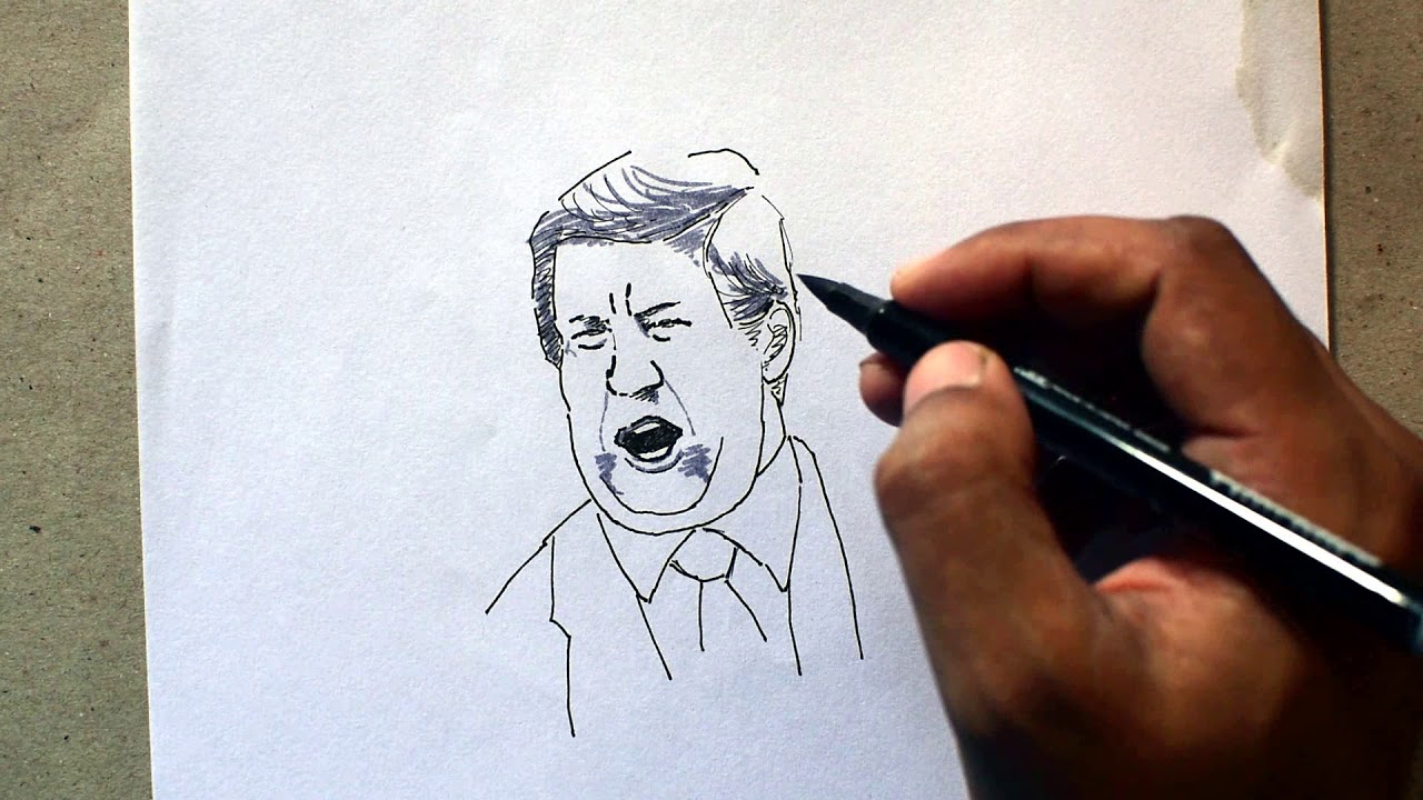 Trump Ink Drawing drawing trump with ink - YouTube
