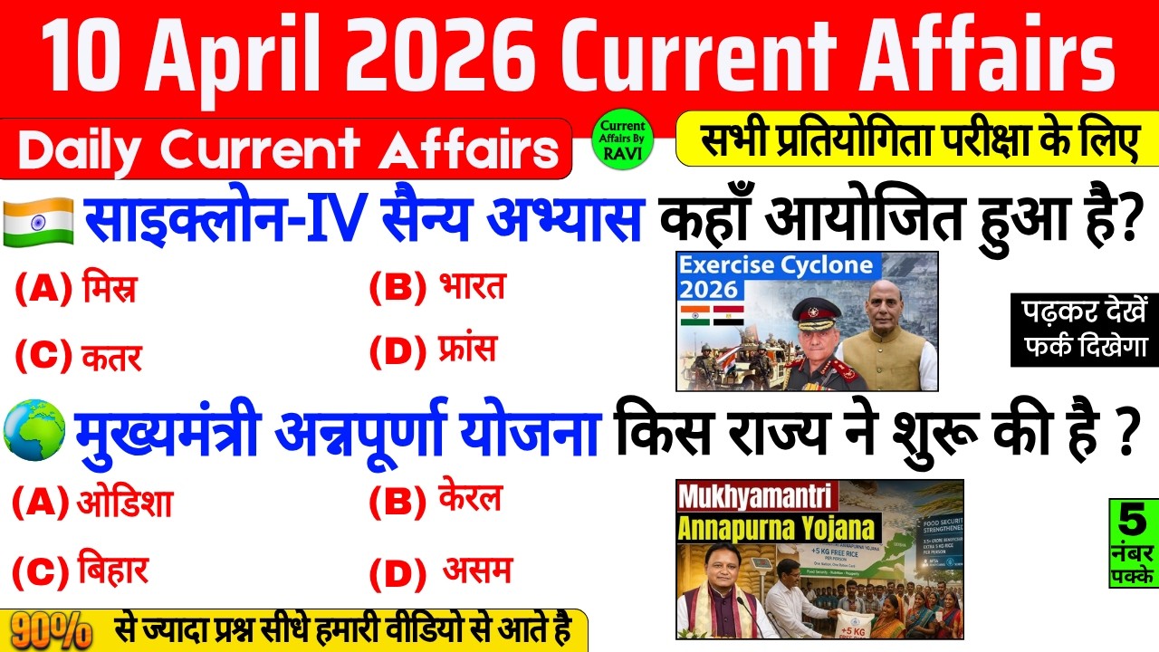 10 April 2026 Current Affairs | Current Affairs Today | Current GK SSC ...
