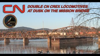 CN Container Haul From Roberts Bank with Double ex-CREX Locomotives on the Mission Bridge