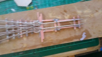 HOn3 three way stub turnout under construction.