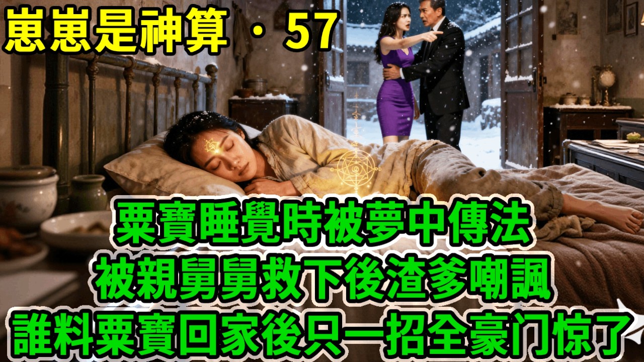 【 崽崽是神算 · 57】粟寶睡覺時被夢中傳法，被親舅舅救下後渣爹嘲諷:｢克死母親害父親破產的掃把星｣誰料粟寶回家後只一招，救回臥床奶奶全豪門驚了！#風起雲湧 #爽文