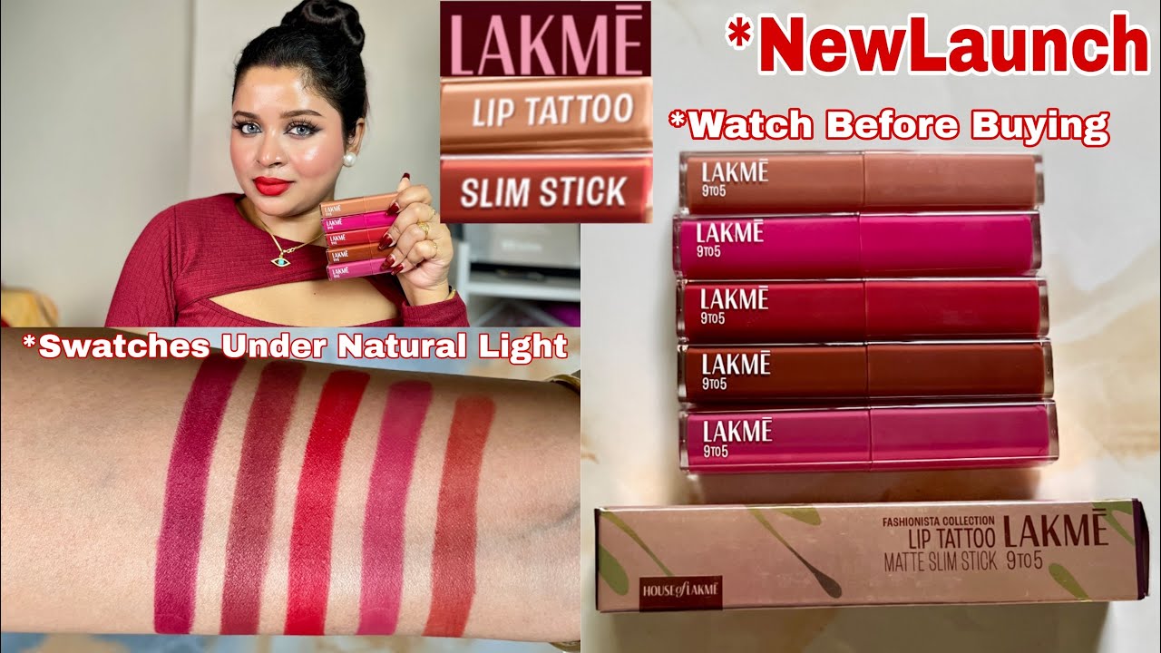*NEW Lakmē 9to5 Lip Tatto Matte Slim Stick Swatches & Honest Review || Wear Test Done || Shilpa Kar
